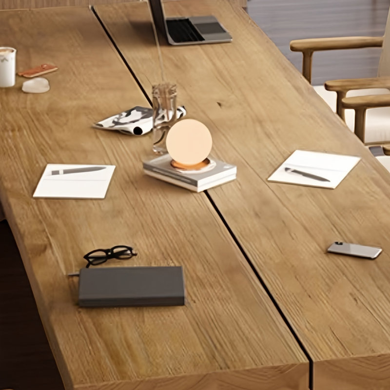 Table de conférence en bois massif industriel moderne pour 8 à 10 personnes, H 29,53 po x L 102,36 po x l 39,37 po
