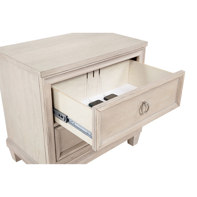 Wedner Washed Oak 2-drawer Nightstand