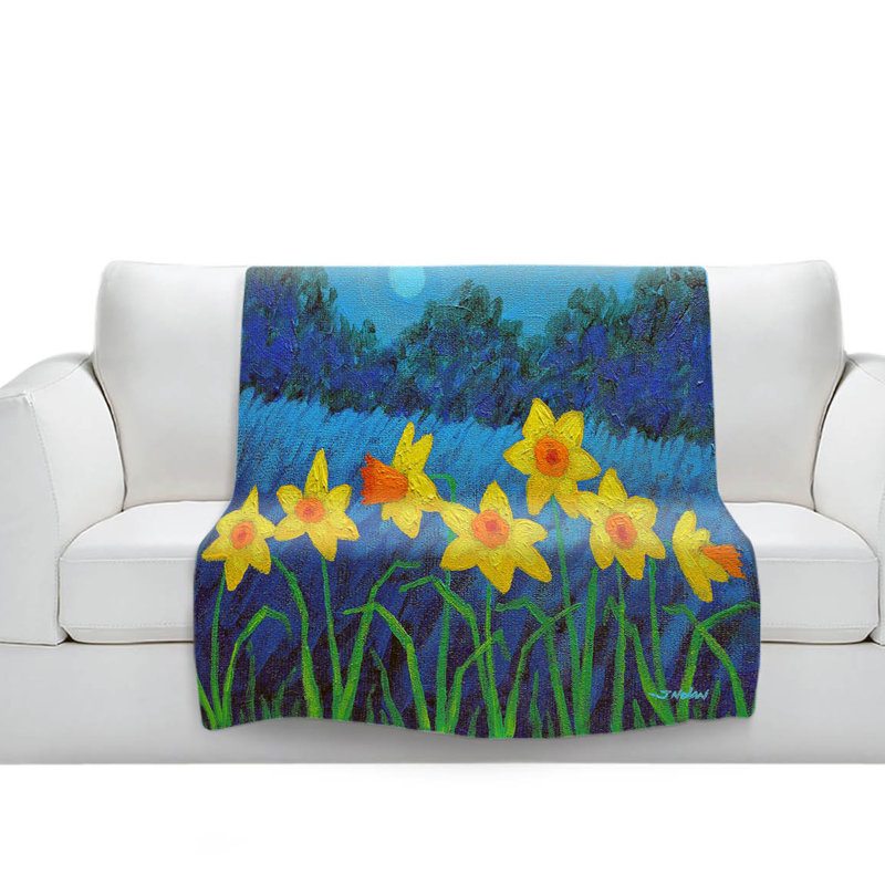 Couverture sherpa douce moonlit daffodils, l 51 po x L 60 po