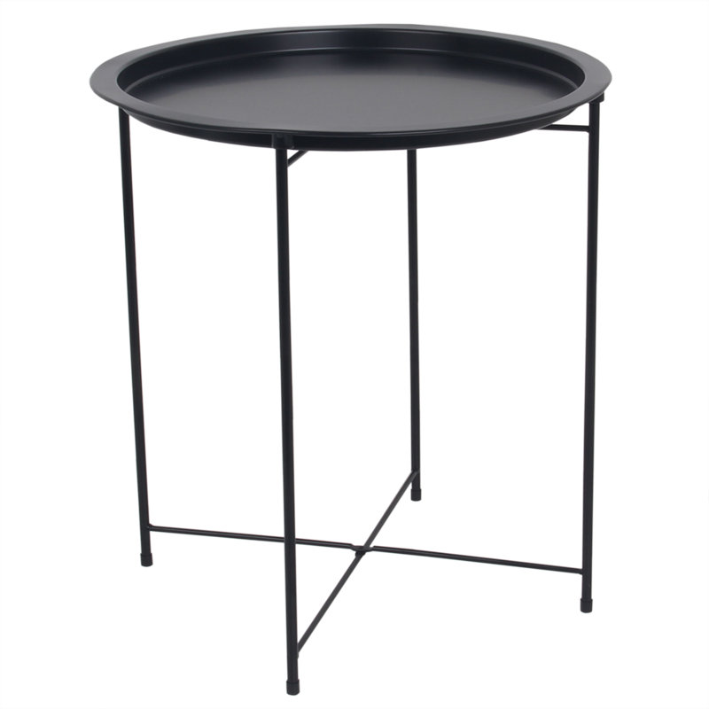 Iron Tray Top End Table, Black