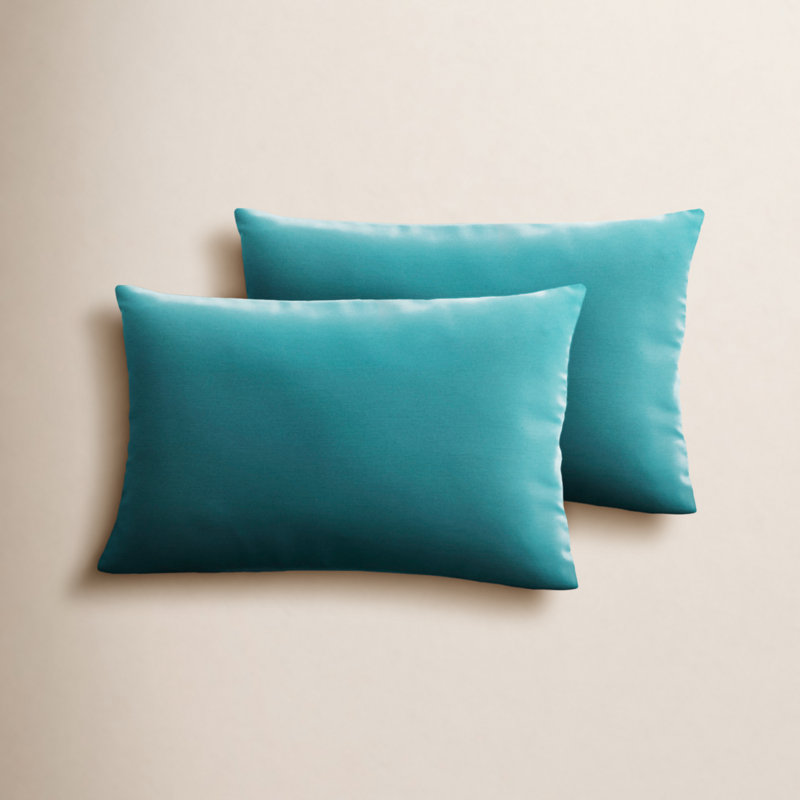 Housse et insert de coussin rectangulaire d'extérieur Almeda, Bleu aqua, 16 po x 26 po