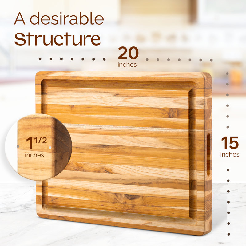 Anders Sturdy Teak Wood with Edge Grain Cutting Board, 15" W x 20" L