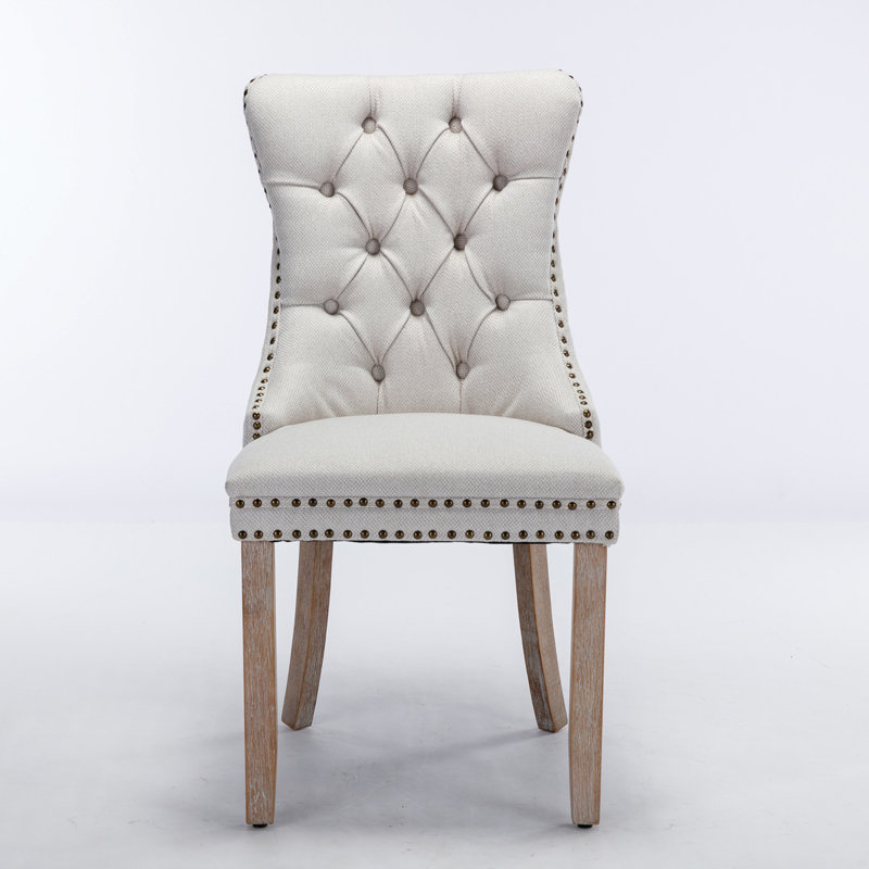 Juliusz Tufted Upholstered Side Chair, White, Wood