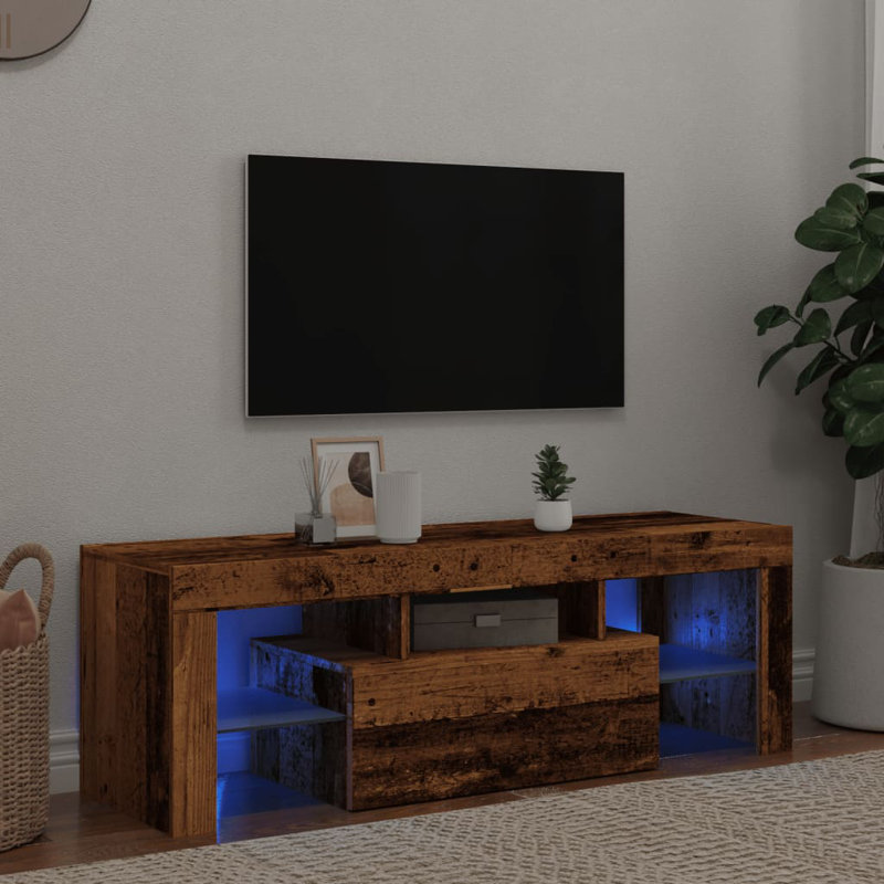 Kumari TV Cabinet with LED Lights Sideboard TV Stand TV Unit Hifi Cabinet, Old Wood