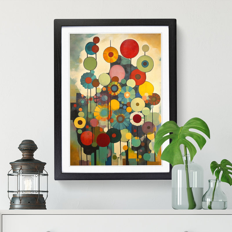 Bauhaus Flowers Vol.1 - Single Picture Frame Print, 46cm H x 34cm W, Walnut