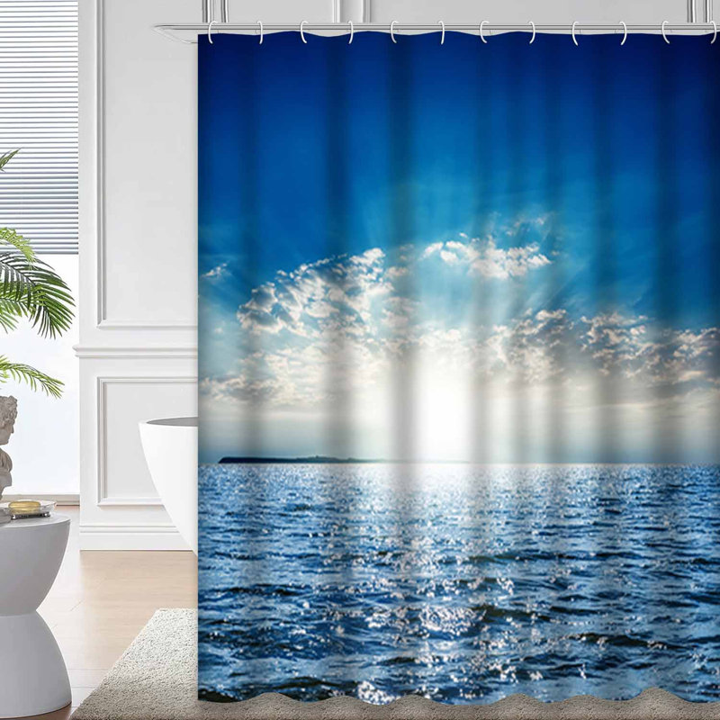 Nuage dramatique coucher de soleil bleu mer lever du soleil plage magnifique belle avec 12 crochets, L 72 po x l 84 po