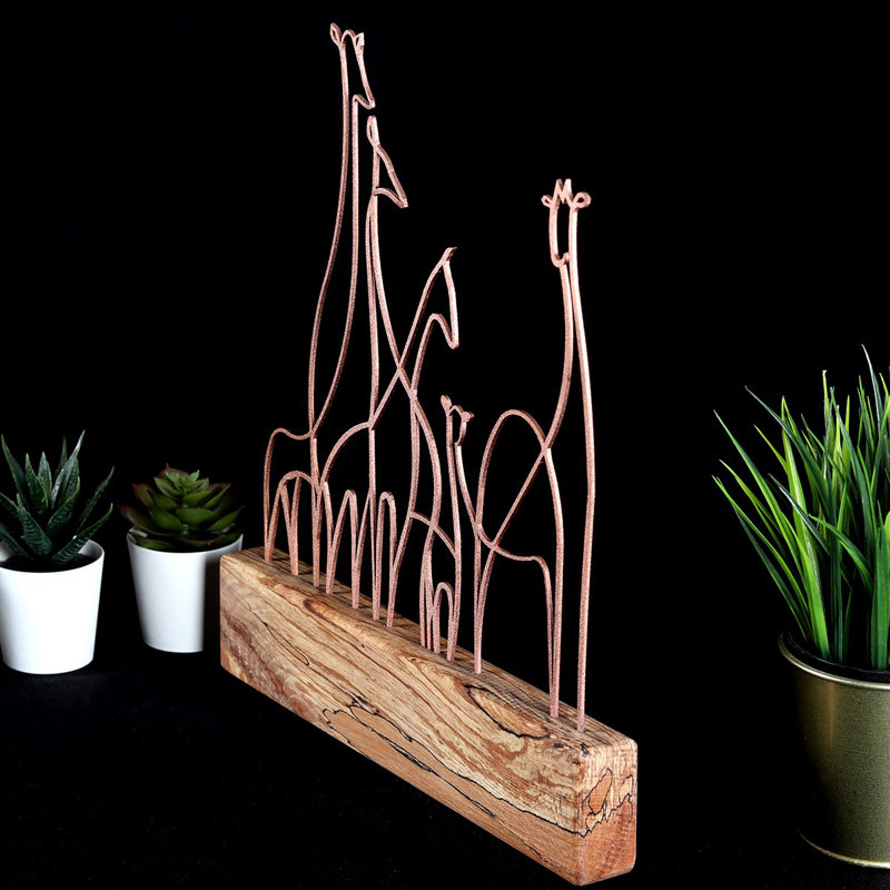 Elegant Decorative Object, Bronze Finish, 11.8 x 13.8 x 1.4 inches | 100% Metal Construction (Thickness: 0.08 inches) & Solid Wood Base | Perfect for Home Décor, Stylish Accent for Living Room & Office Spaces