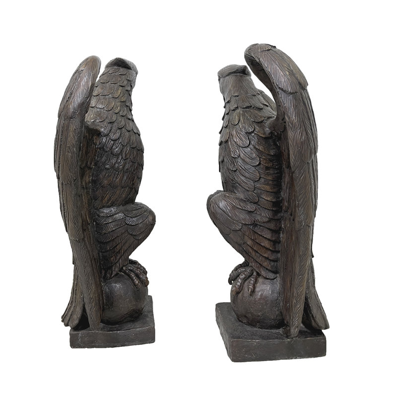 Bronze Eagle on Ball Sculpture Set