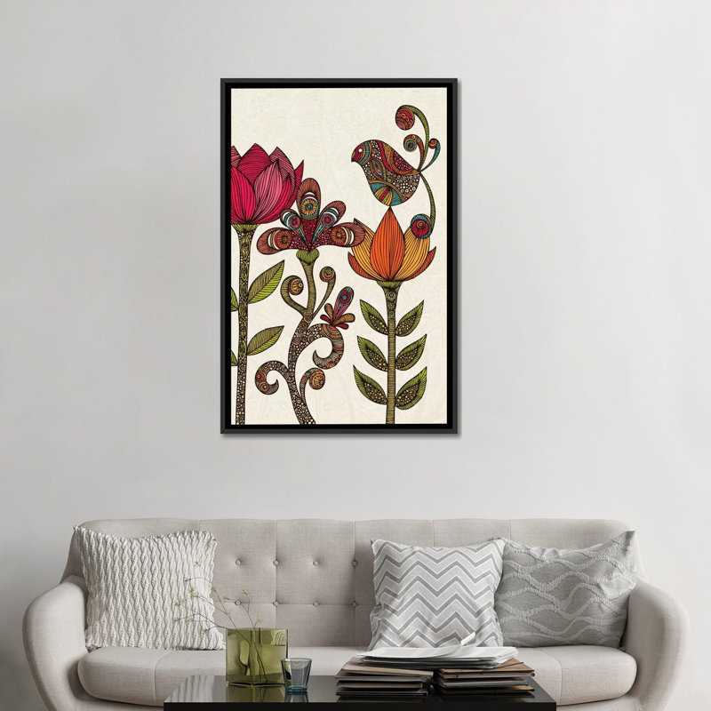Dans le jardin, impression sur toile tendue, H 48 po x l 32 po x P 1,5 po, Toile avec cadre noir