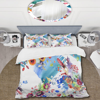 Ensemble de housse de couette en microfibre rose / orange / vert / bleu
