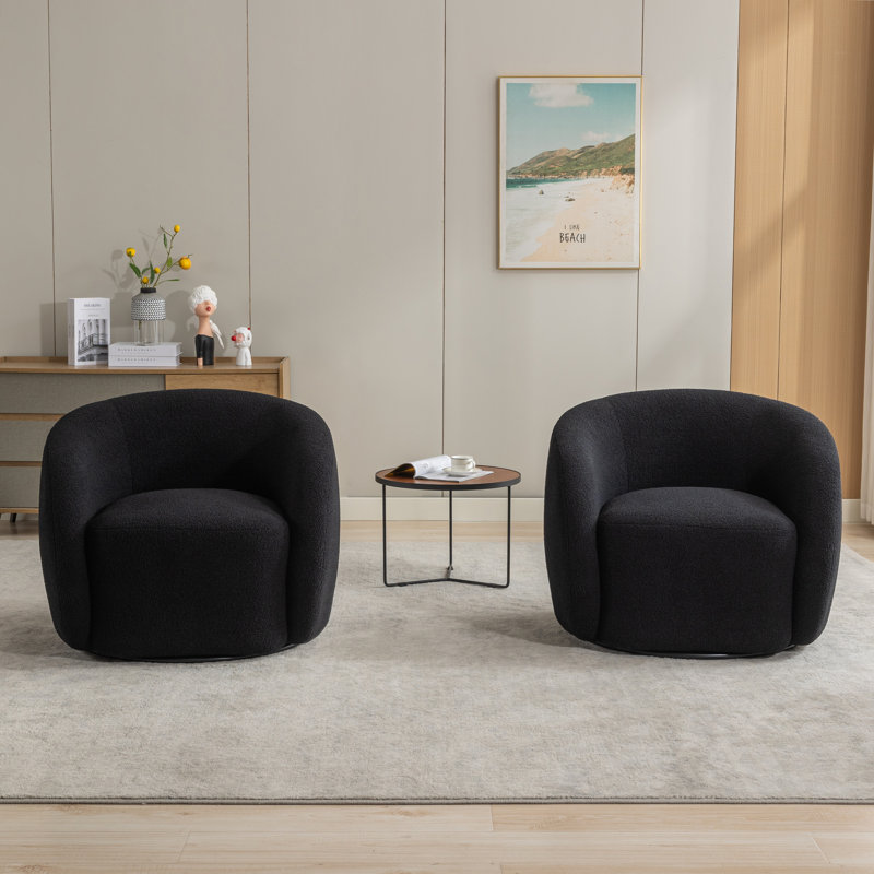 Fauteuil pivotant rembourré Katherline, Noir, noir, noir, noir