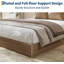 Base de lit en bois, lit plateforme en bois avec design cannelé, base de lit avec support d'étude, aucun sommier tapissier requis-1328041025-1328041055