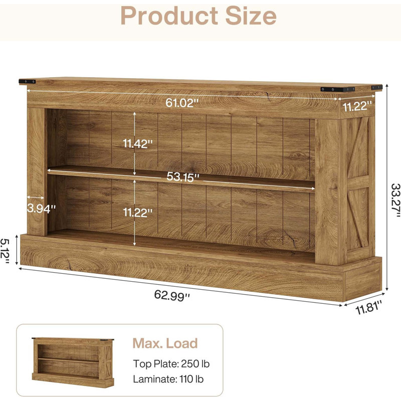 Console Farmhouse avec rangement double et conception polyvalente