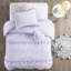 Literie simple en lavande avec 2 taies décoratives et un oreiller en forme de cœur - édredon en microfibre à pampilles, sécuritaire pour la peau