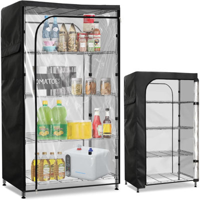 Waterproof Wire Shelving Cover With Clear Front Panel, Heavy-Duty Dustproof Storage Unit Protector For Metal Shelves, Easy Zipper Access And Interior Organization