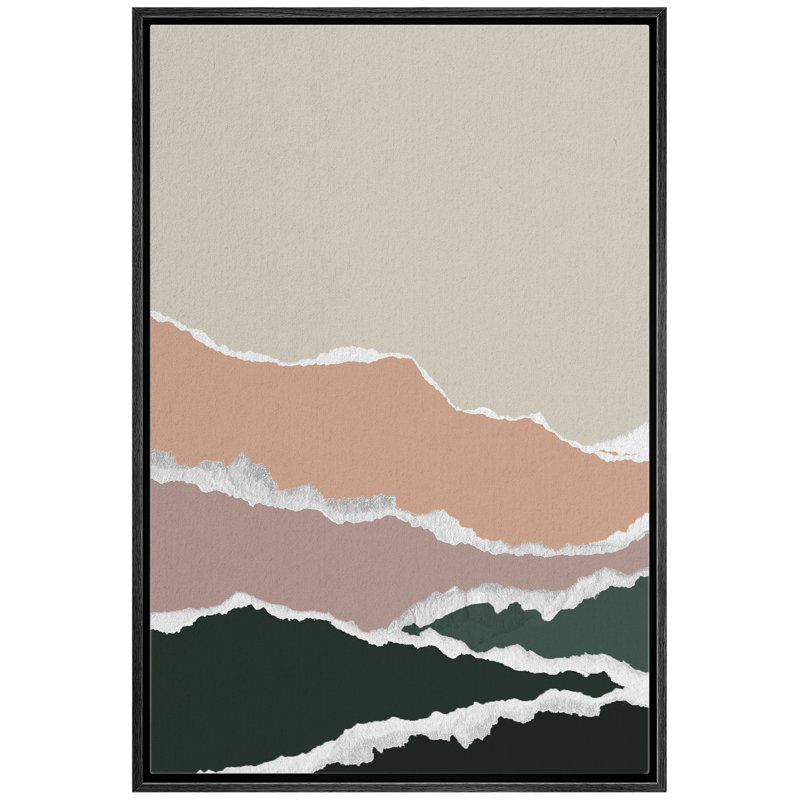 Abstract Landscape Floater Frame Graphic Art on Canvas, Black, 24" H x 36" W x 1.5" D