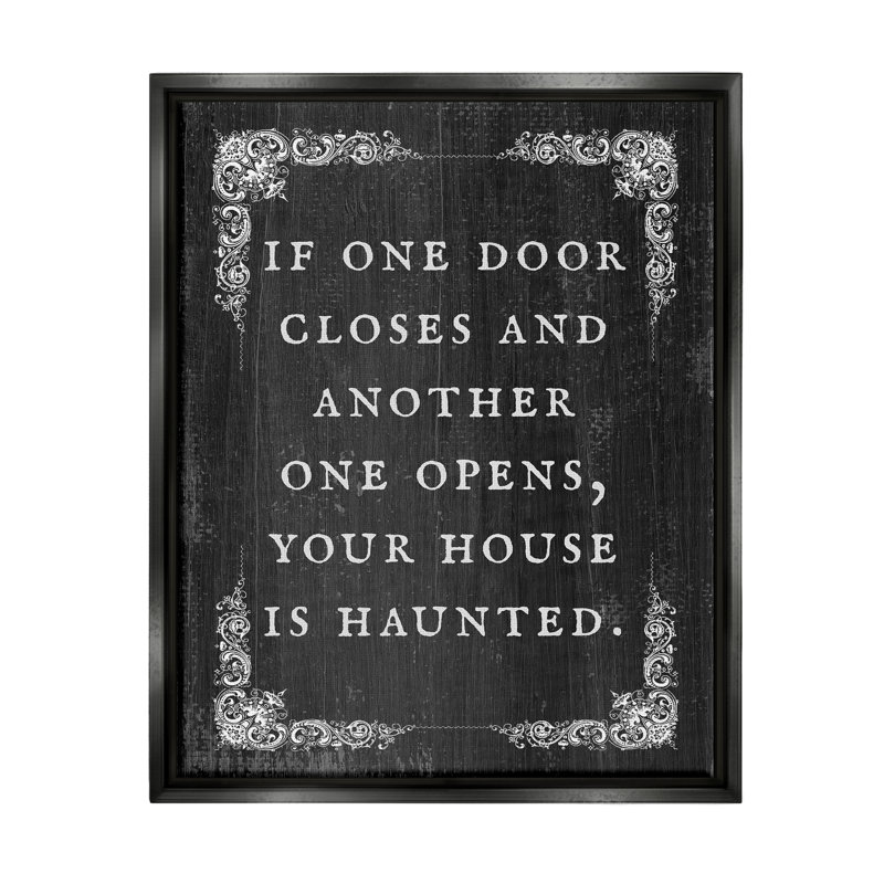 «Funny Haunted House», phrase encadrée sur bois, Cadre flottant noir de jais, H 21 po x l 17 po x P 1,7 po
