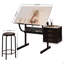 Table à dessin blanche réglable pour la fabrication, la lecture, l'écriture avec tabouret et 3 tiroirs de rangement-412325321