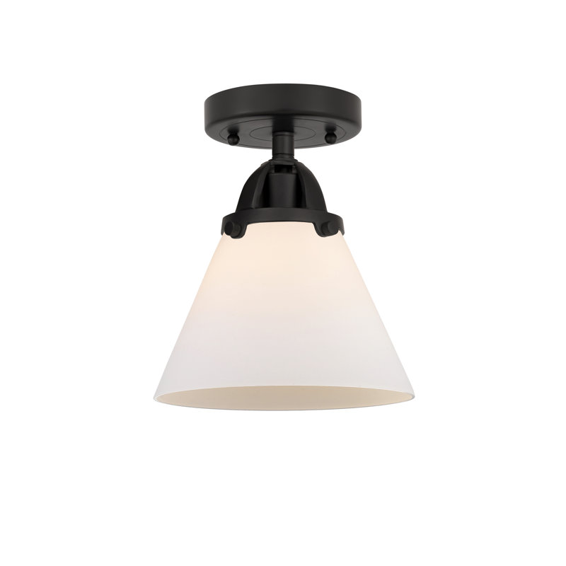Glass LED Semi Flush Mount, Matte White, 9.5" H x 7.75" W x 7.75" D, Matte Black