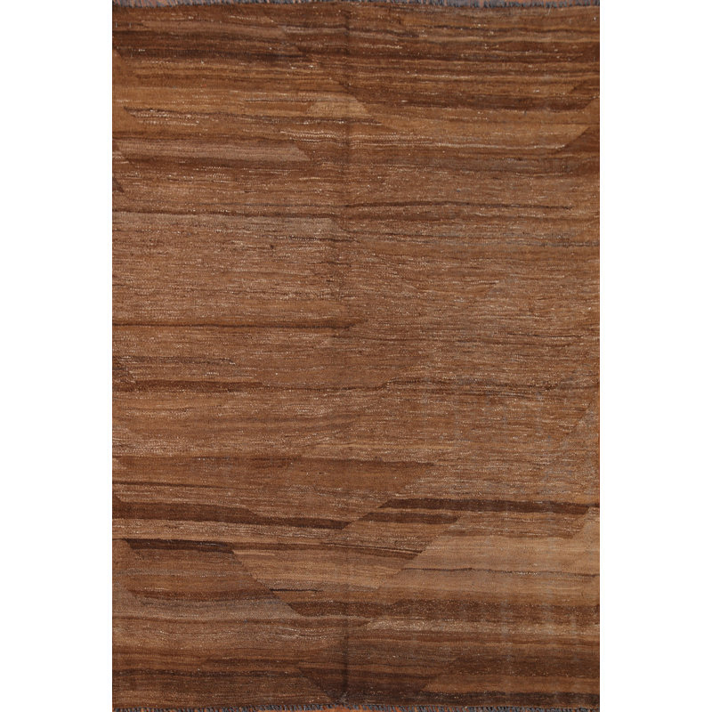 Tapis brun à motif oriental kilim moderne 5 x 6