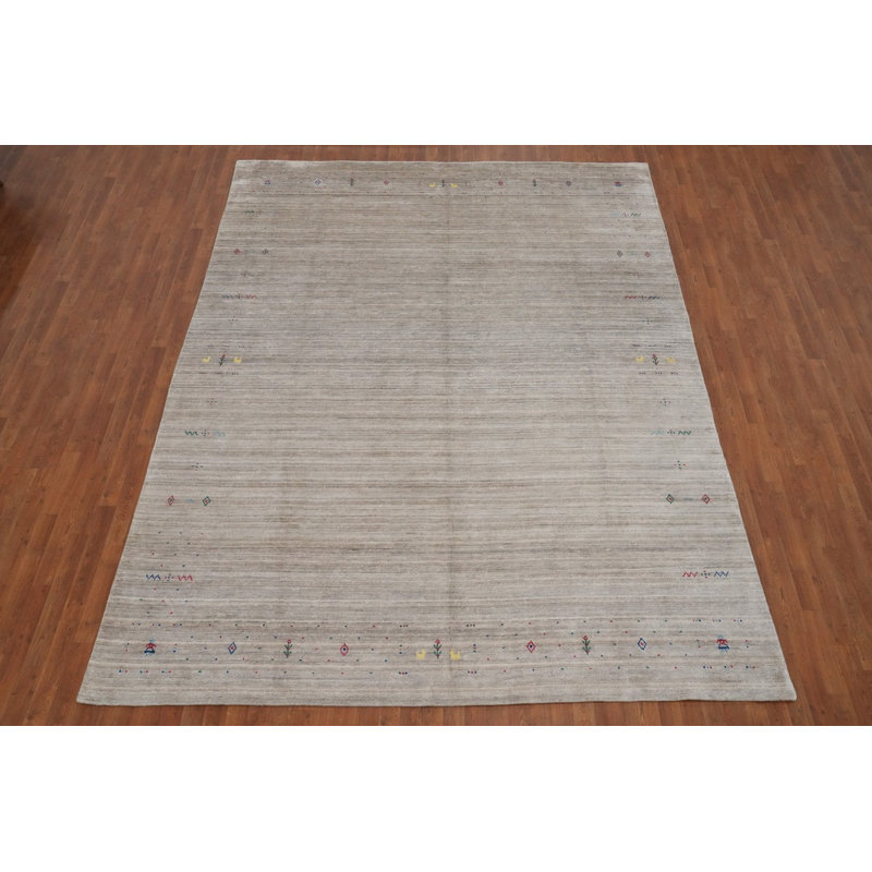 Tapis de style Gabbeh Minimalist Elegance 9 x 12 avec bordures artistiques