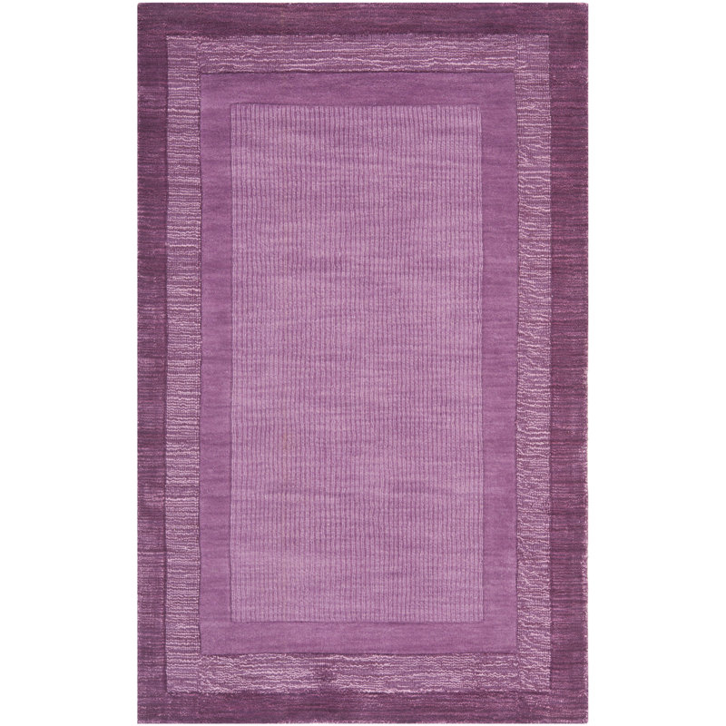 Tapis mauve en laine tissé à la main à motif géométrique Scanlan, Rectangle 4 pi x 6 pi