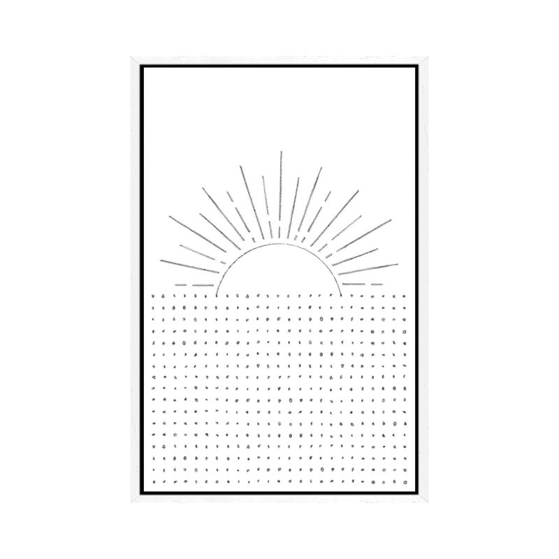 Line Art Sunset - Print on Canvas, White Framed, 66.04cm H x 45.72cm W x 3.81cm D