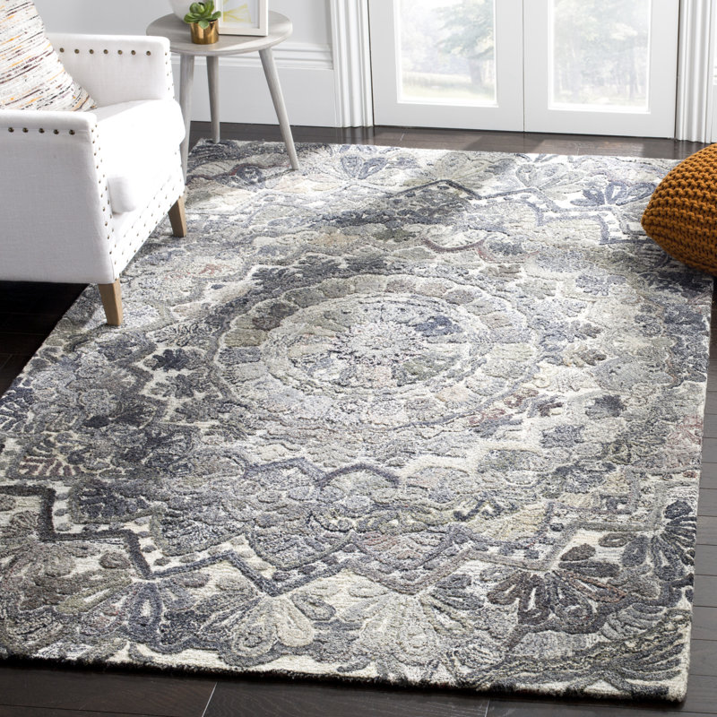 Brantley Hand Tufted Performance Floral Rug, Rectangle 4' x 6'