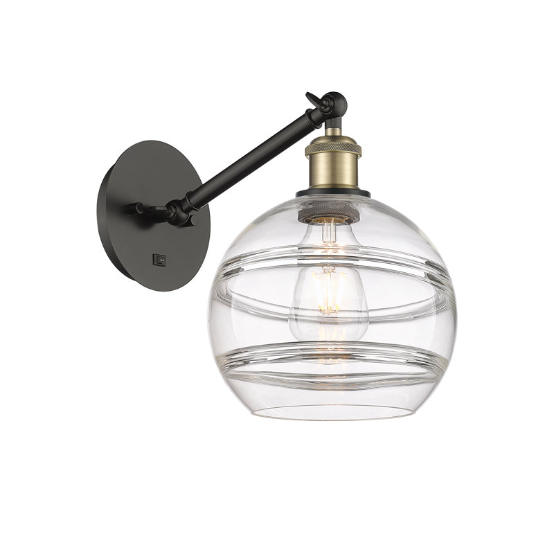 Chartoff Steel Armed Sconce, Clear, Black/Antique Brass