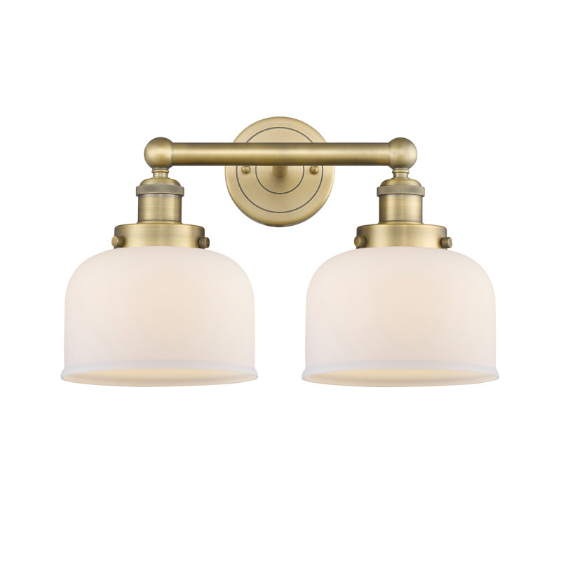 Éclairage pour meuble-lavabo à 2 lumières à intensité variable Arlester, Blanc mat, Laiton brossé