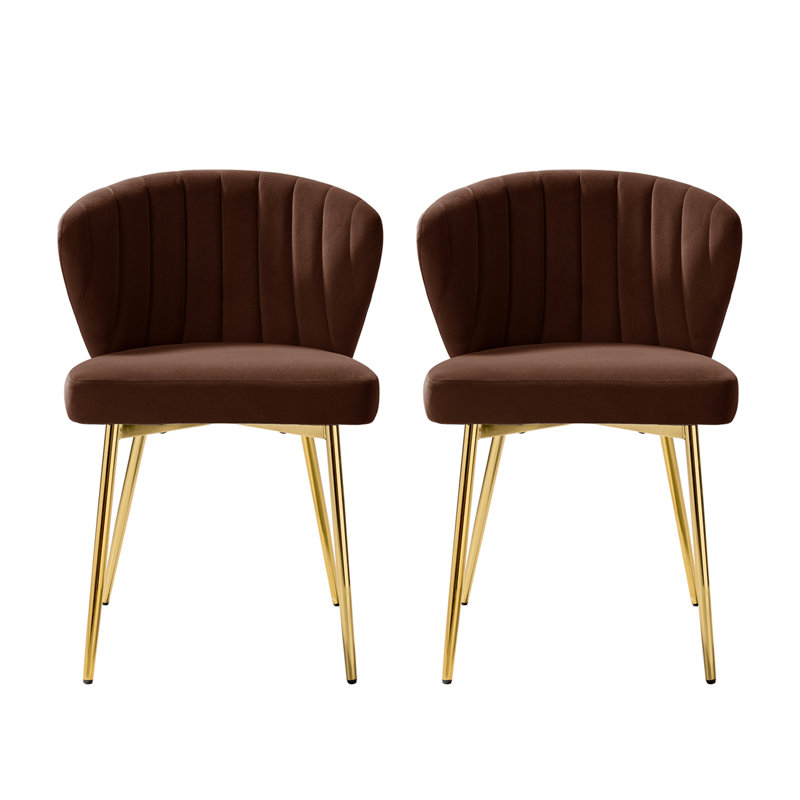 Euclid Modern Tufted Velvet Wingback Dining Chair, Auburn