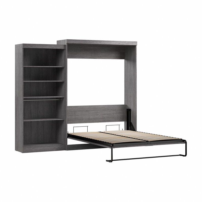 Grand lit escamotable avec rangement Arlex (101 W), Écorce gris