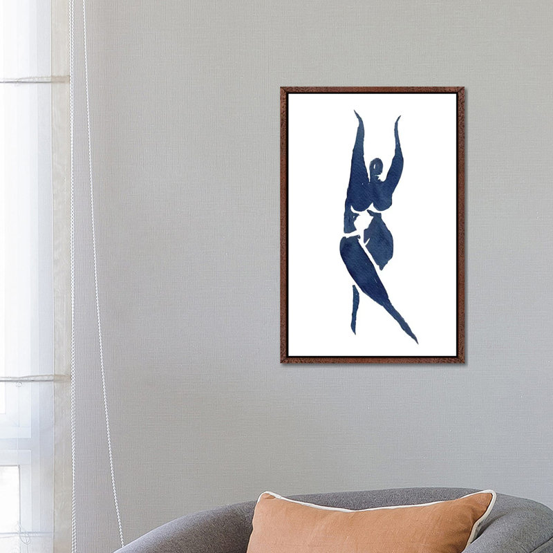 La Danse by Mike Koubou - Print on Canvas, 66.04cm H x 45.72cm W x 3.81cm D, Classic Brown Wood Framed