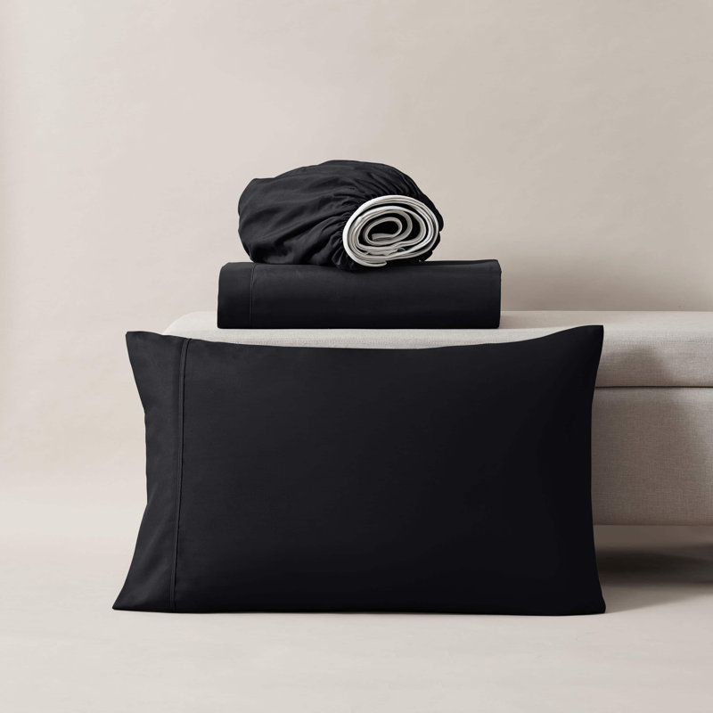 Microfiber Solid Colour Sheet Set, Twin, Black