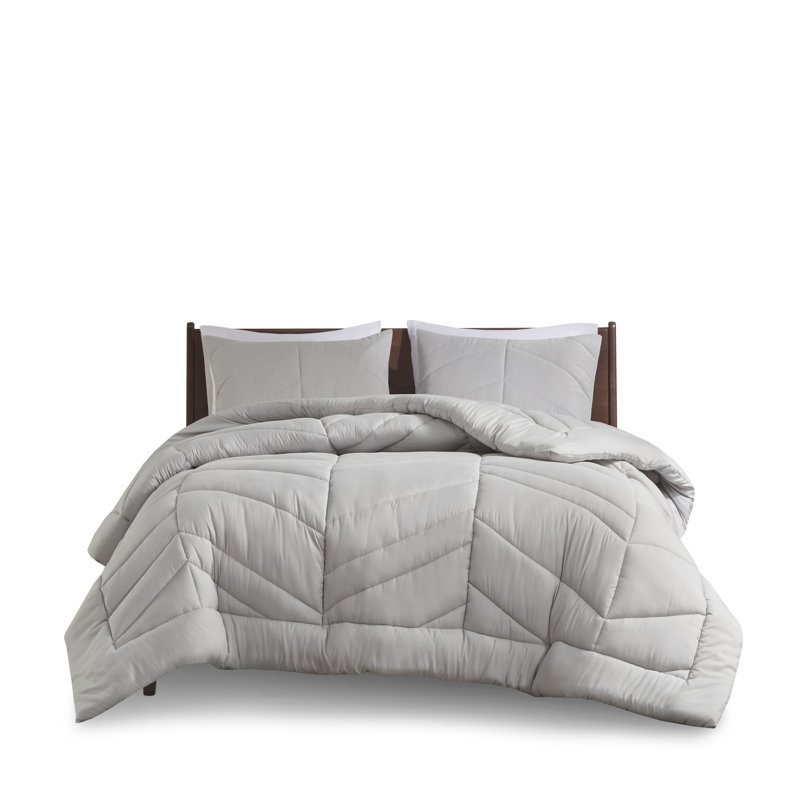 Ensemble d'édredon à chevrons Remy, Gris, Double/Grand et 2 taies décoratives standard