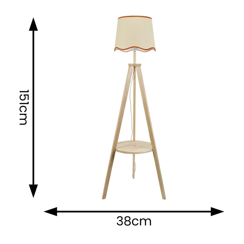 Ryelan 151cm Tripod Floor Lamp, Natural/Red, Natural, Yes