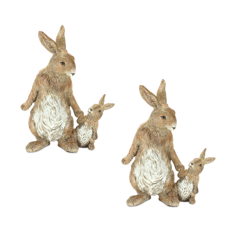 Ensemble de 2 lapins en résine avec lapin August Grove Methuli