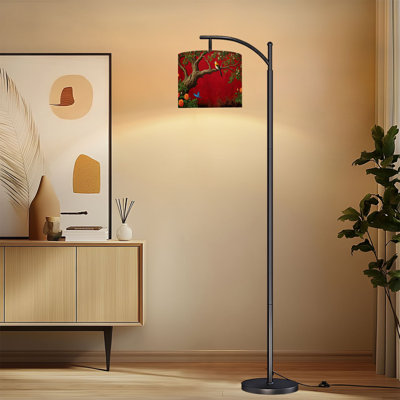 Lampe sur pied avec abat-jour ajustable Chinoiserie