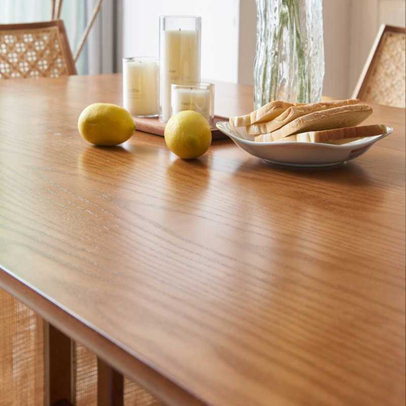 Ensemble de table de salle à manger en rotin et bois massif, 5