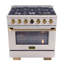 36 in. 5.2 cu. ft. Dual Fuel Range in Stainless Steel with Gold Accents and Kucht Horus Thermostat-535459446