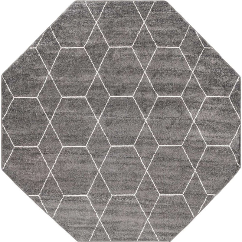 Tapis géométrique Debrodie, Octogone 5 pi 3 po x 5 pi 3 po, Gris foncé
