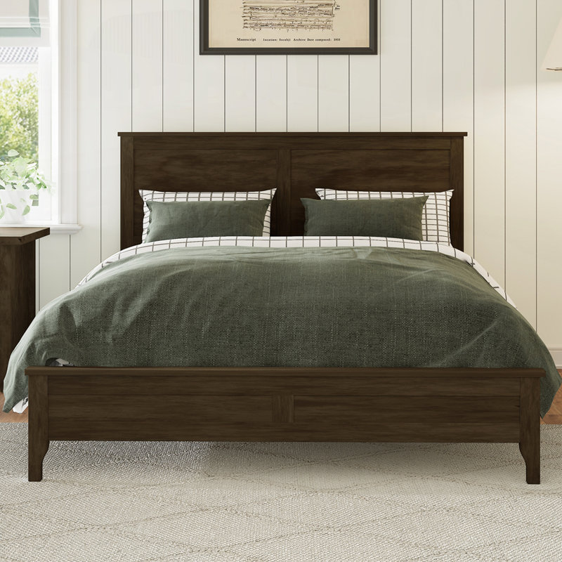 Lit plateforme en bois massif robuste et élégant pour un sommeil relaxant, Espresso, Grand