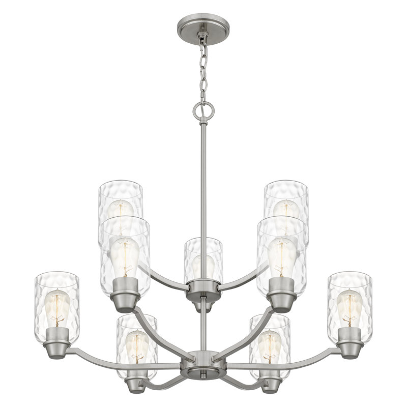 Lustre noir mat 9 lumières Gilliard, Nickel brossé