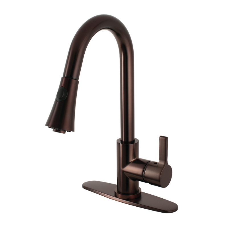 Robinet de cuisine à poignée simple pull down Continental, Bronze huilé