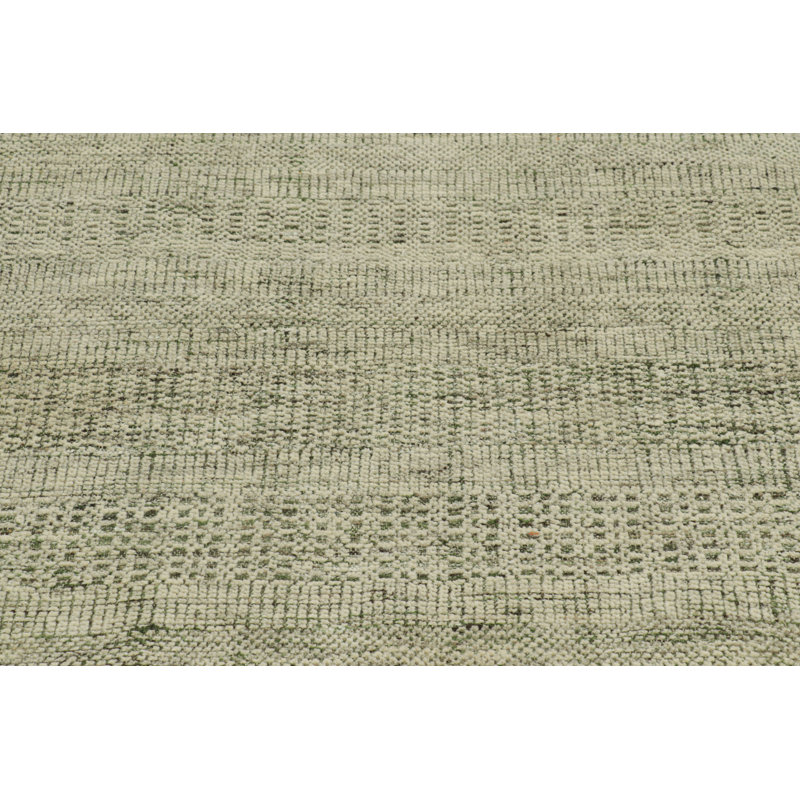Hand Knotted Wool Striped Area Rug, Rectangle 9' x 12'