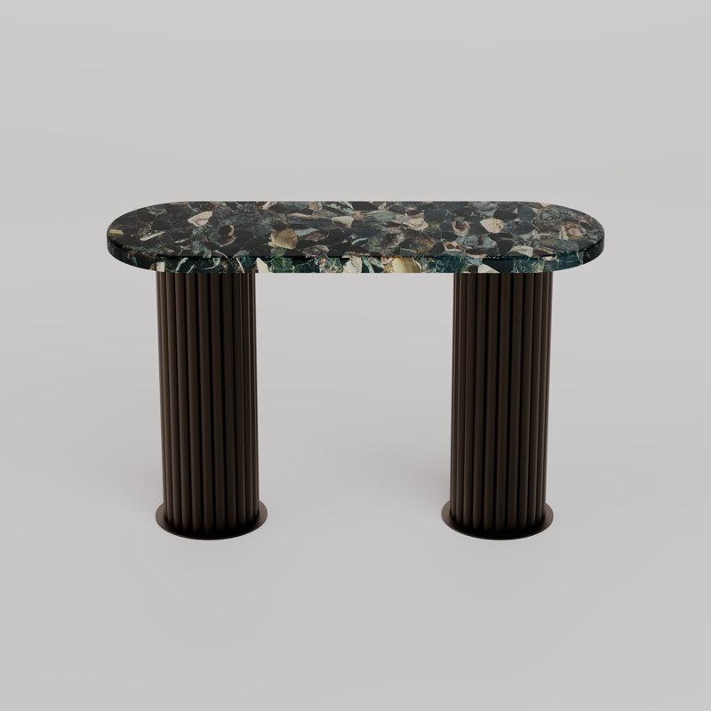Majesté Console Table, Dark Bronze, Green Jasper