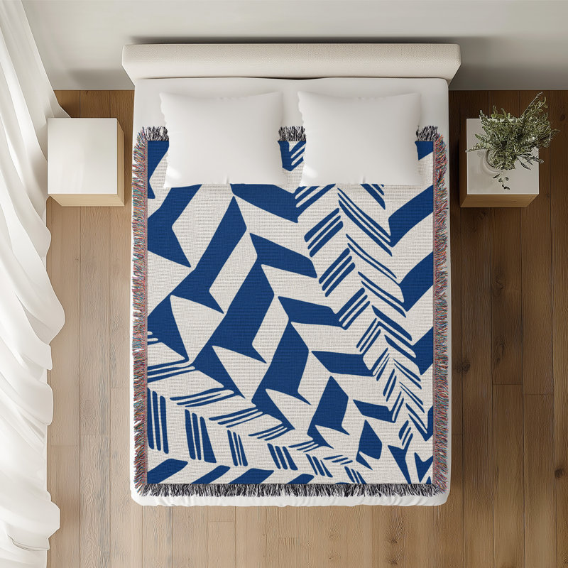 Jeté en coton Kafi, Bleu, 50 x 60