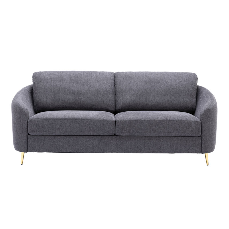 Modern Curved Arm Gray Linen Sofa