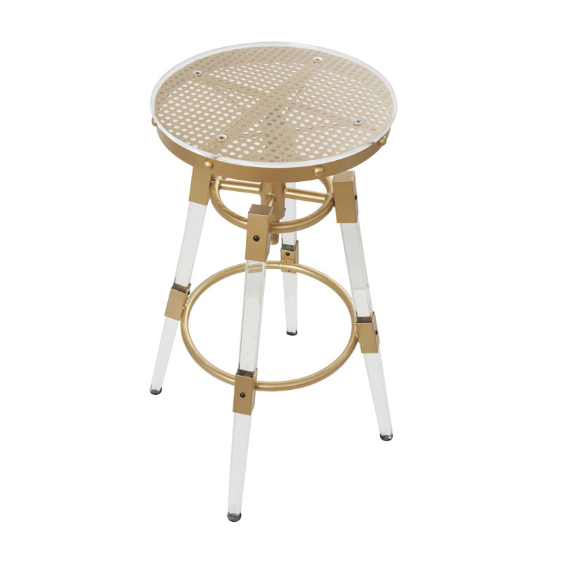 Tabouret de bar en plastique acrylique avec accents en acrylique transparent et siège en maille Usrey