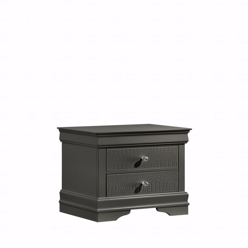 Table de chevet 2 tiroirs Modern, Gris métallisé
